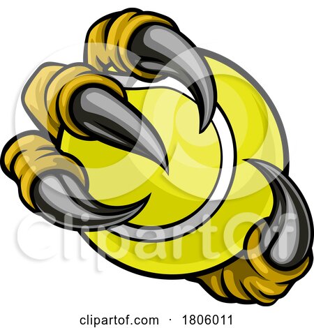 Tennis Ball Eagle Claw Cartoon Monster Hand by AtStockIllustration