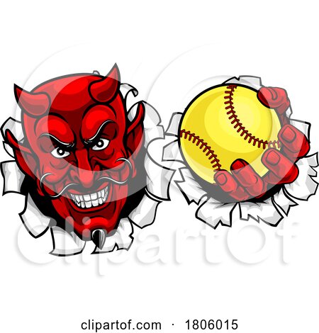 Devil Softball Sports Team Mascot by AtStockIllustration
