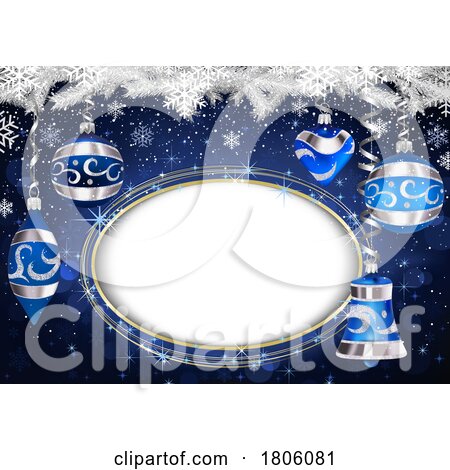 Blue Christmas Background with Ornaments and Space for Text by dero