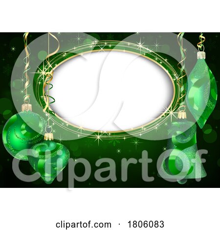 Green Christmas Background with Ornaments and Space for Text by dero