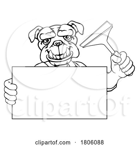 Window Cleaner Bulldog Car Wash Cleaning Mascot by AtStockIllustration