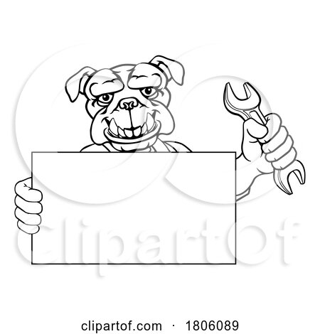 Bulldog Mechanic Plumber Spanner Wrench Handyman by AtStockIllustration
