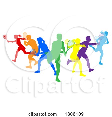Silhouette Tennis Players Silhouettes Concept by AtStockIllustration