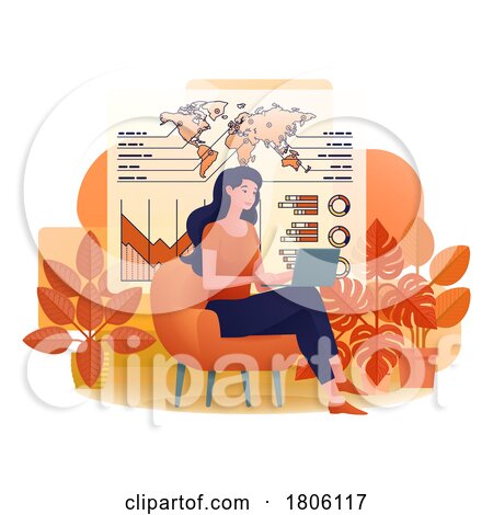 Woman Working Laptop Business Report Illustration by AtStockIllustration