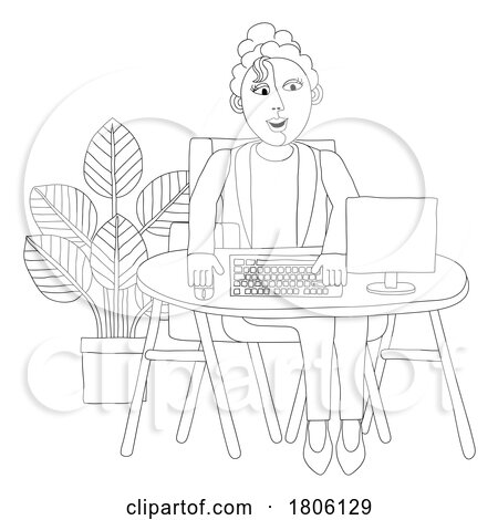 Woman Working at a Desk by AtStockIllustration