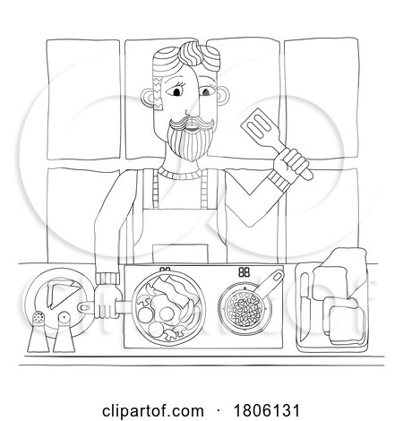 Man Cooking by AtStockIllustration