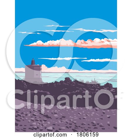 Stirling Point Signal Station Lighthouse in Bluff New Zealand WPA Poster Art by patrimonio