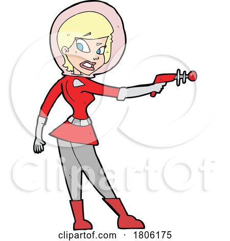 Cartoon Sci Fi Woman with a Ray Gun by lineartestpilot