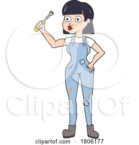 Cartoon Female Mechanic by lineartestpilot