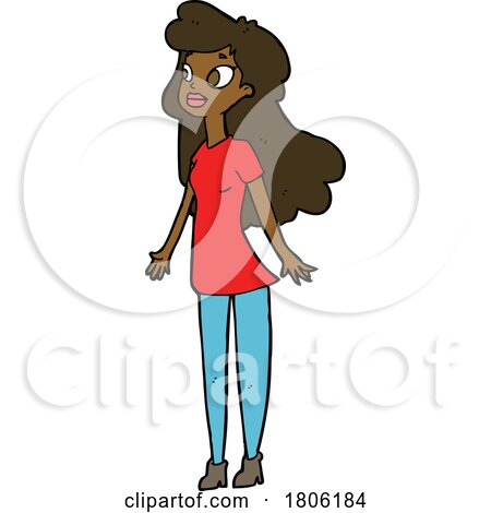 Cartoon Woman with Long Hair by lineartestpilot