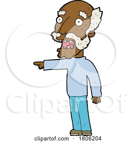 Cartoon Scared Old Man Pointing by lineartestpilot