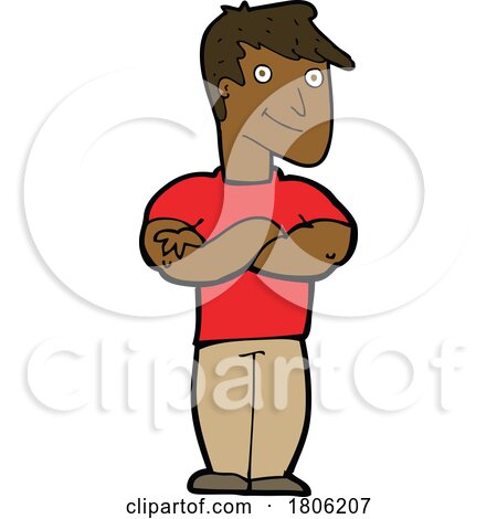 Cartoon Muscular Man with Folded Arms by lineartestpilot