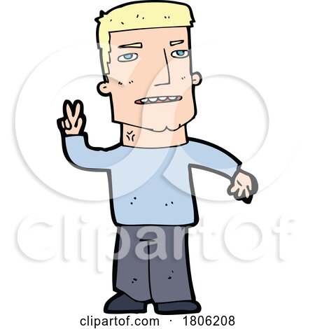 Cartoon Man Gesturing Peace by lineartestpilot