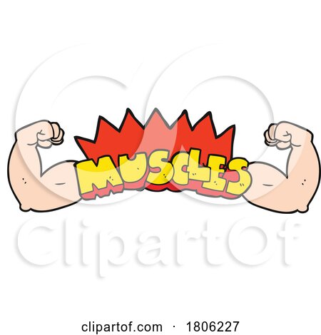 Cartoon Flexing Arms and Muscles Text by lineartestpilot
