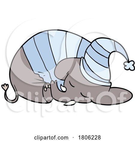 Cartoon Sleeping Elephant in PJs by lineartestpilot