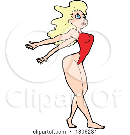 Cartoon Woman in a Swimsuit by lineartestpilot