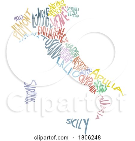 Italy Word Map with States by Domenico Condello