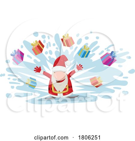 Cartoon Gnome Christmas Santa Claus with an Explosion of Presents by Domenico Condello