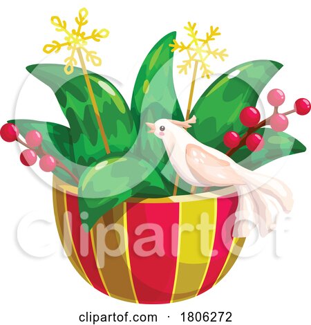 Potted Christmas Succulent Plant by Vector Tradition SM