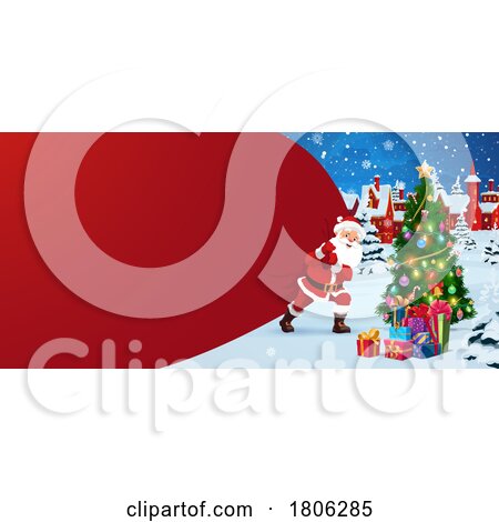 Santa Pulling a Sack with Text Space by Vector Tradition SM