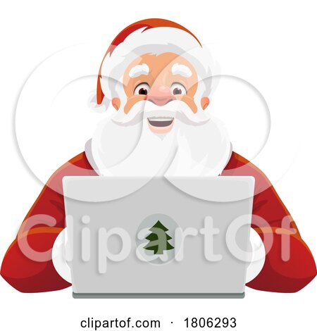 Santa Using a Laptop by Vector Tradition SM