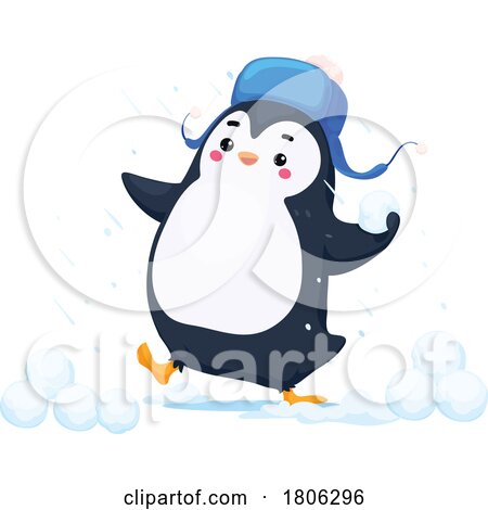 Penguin Throwing Snowballs by Vector Tradition SM
