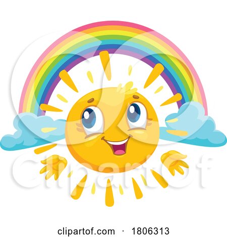 Sun Mascot and Rainbow by Vector Tradition SM