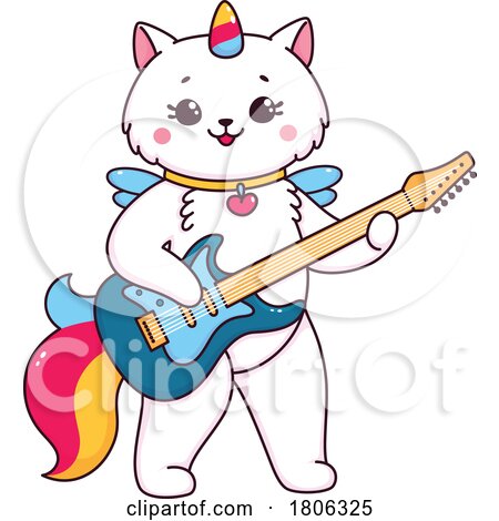 Unicorn Cat Playing a Guitar by Vector Tradition SM