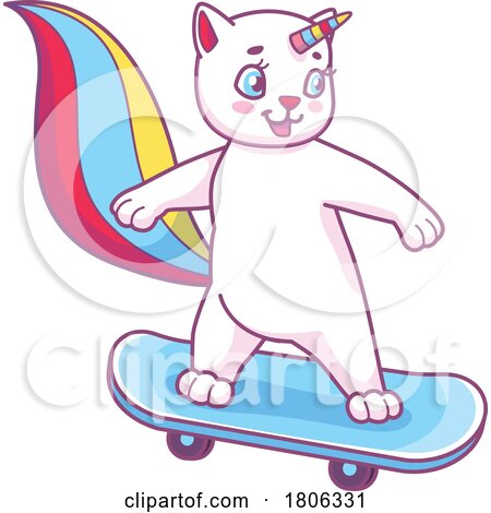 Unicorn Cat Skateboarding by Vector Tradition SM