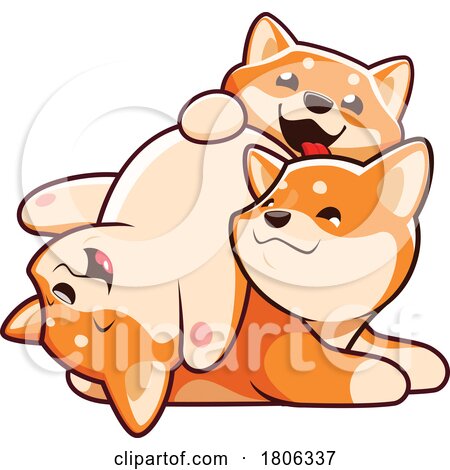 Shiba Inu Dogs Playing by Vector Tradition SM