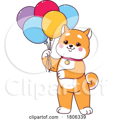Shiba Inu Dog with Balloons by Vector Tradition SM
