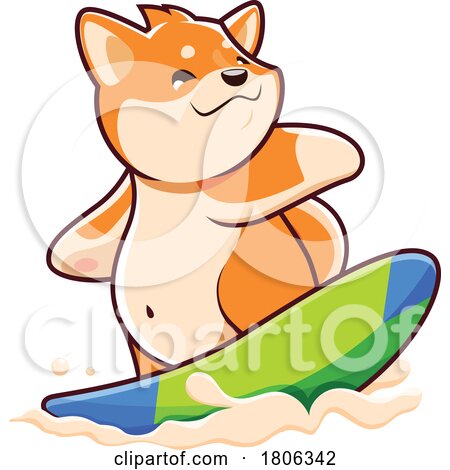 Shiba Inu Dog Surfing by Vector Tradition SM