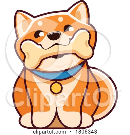 Shiba Inu Dog with a Bone by Vector Tradition SM