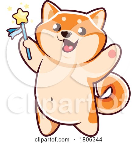 Shiba Inu Dog with a Magic Wand by Vector Tradition SM