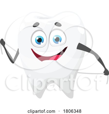 Tooth Mascot Flossing by Vector Tradition SM