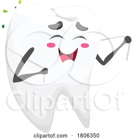 Tooth Mascot Flossing by Vector Tradition SM