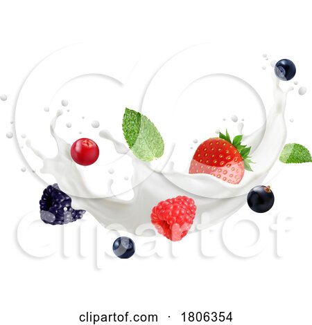 3d Milk and Fruit Splash by Vector Tradition SM
