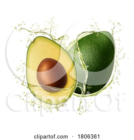3d Avocado Splash by Vector Tradition SM