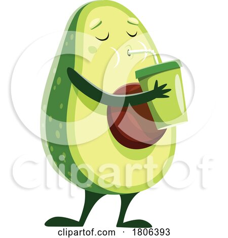 Avocado Mascot Drinking a Smoothie by Vector Tradition SM