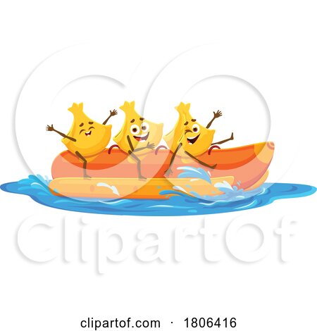Fagottini Pasta Mascots on a Inflatable Banana Boat by Vector Tradition SM