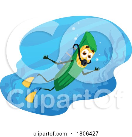 Penne Pasta Mascot Scuba Diving by Vector Tradition SM
