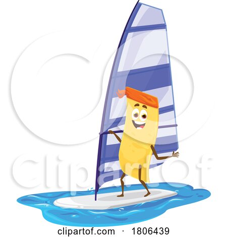 Lasagna Noodle Pasta Mascot Windsurfing by Vector Tradition SM