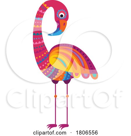 Colorful Mexican Themed Flamingo by Vector Tradition SM