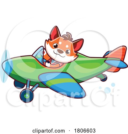 Fox Piloting an Airplane by Vector Tradition SM