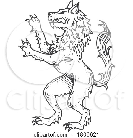 Sketched Heraldic Wolf by Vector Tradition SM