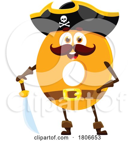 Number Zero Pirate Mascot by Vector Tradition SM