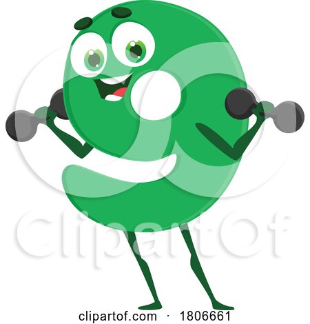 Number Nine Mascot Working out by Vector Tradition SM
