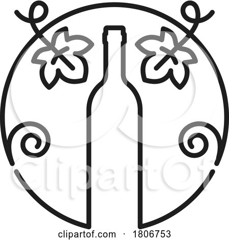 Grape Vine and Wine Bottle by Vector Tradition SM