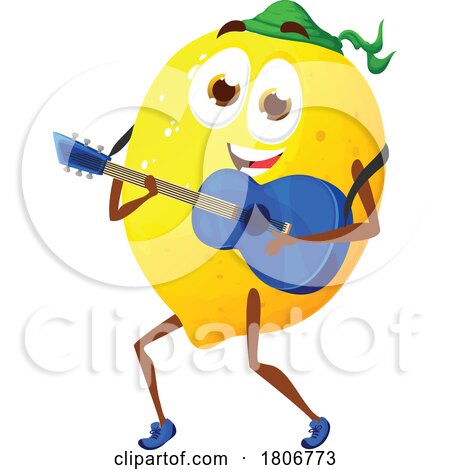 Lemon Fruit Mascot Character Playing a Guitar by Vector Tradition SM