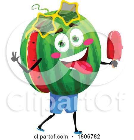 Summer Watermelon Fruit Mascot Character by Vector Tradition SM